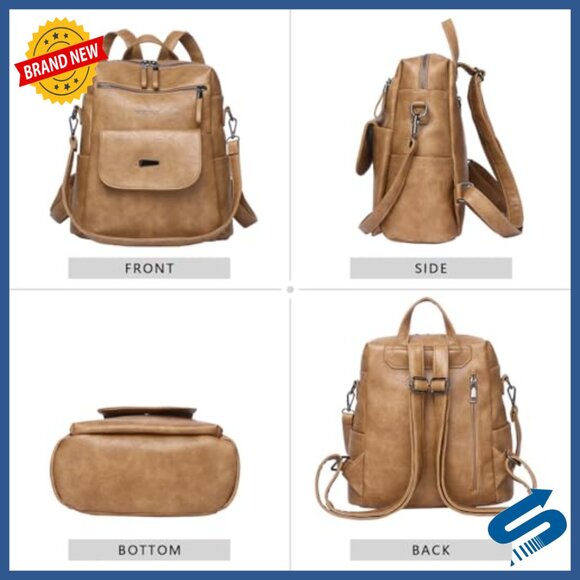 PU Leather Backpack Purse Multipurpose Travel Handbag Adjustable Strap - Picture 3 of 7